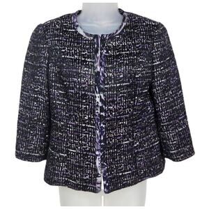 🌼Coldwater Creek Blazer Womens Size XS (4) Tweed Purple Black Hook Closure